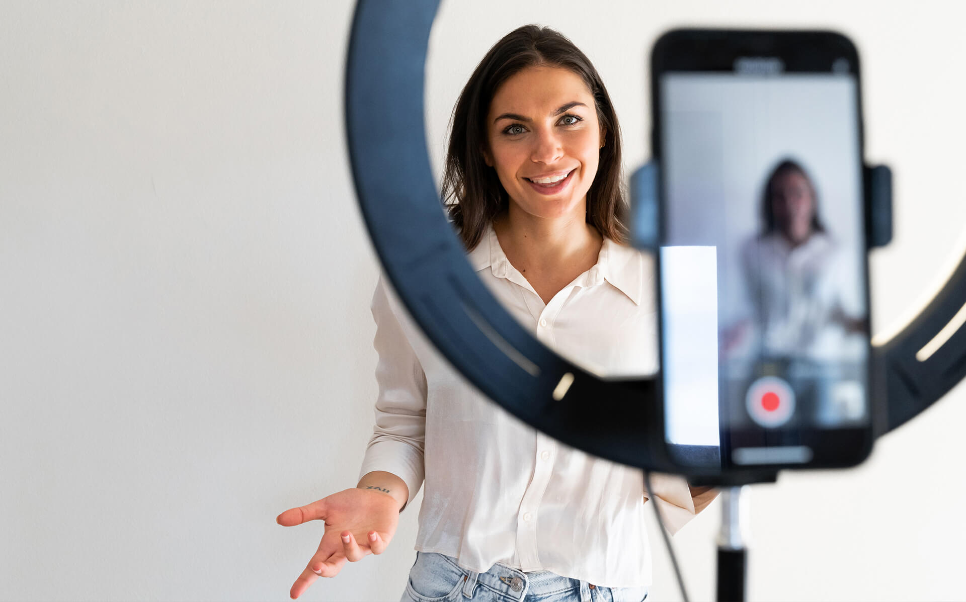 Woman recording an audition